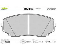 VALEO - Brake pads First - 302149 - Set of 4 pads - Front axle - Fully equipped with mounted accessories