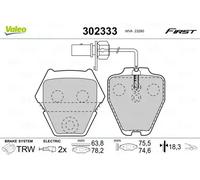 VALEO 302333 Brake pad set