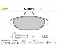 Brake pads Front Axle 598011 VALEO for ALFA ROMEO FIAT