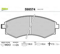 Brake pads Front Axle 598574 VALEO for HYUNDAI KIA
