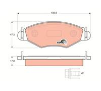 TRW Brake Pad Set GDB1500 - Set of 4 for Peugeot 206 Hatchback (1998-2012) Front Axle