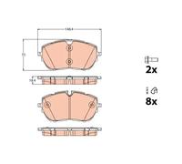 Brake pads GDB2121 TRW for PEUGEOT 308 II 308 SW II 508 II 508 SW II
