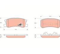 TRW Brake Pad Set GDB3247 - Set of 4, Rear Axle for Mitsubishi ASX (GA_W_) 2009