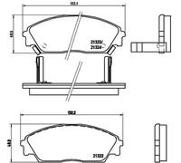 P28016 Front Brake Pad Set 4x Pads Integrated Wear Indicator Braking By Brembo