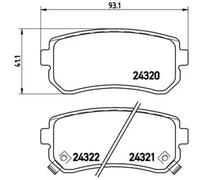 Brake Pads Rear With Anti-Squeak Plate Fits Hyundai Accent Kia Rio Sportage