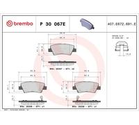 Brake pads P 30 067E BREMBO for KIA SOUL II
