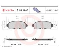 Brembo P 56 104E Disc Brake Brake Pad Set Front Sumitomo System Fits Nissan Leaf