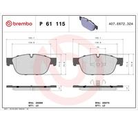 Brake pads P 61 115X BREMBO for PEUGEOT CITROËN DS