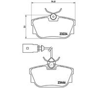 P85046 Rear Brake Pad Set 4x Pads Integrated Wear Indicator Braking By Brembo