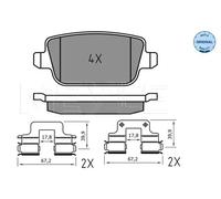 Brake pads Rear Axle 025 245 3716 MEYLE for LAND ROVER VOLVO