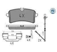 Brake pads Rear Axle 025 246 4317/PD MEYLE for AUDI PORSCHE