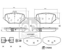 FEBI BILSTEIN Brake Pad Set 176866, Rear for Mercedes GLE (W167) 116.9 mm
