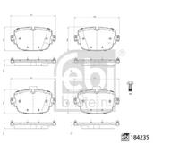 Brake Pads Set Rear 184235 Febi 4M0698451AA 4M0698451AE 4M0698451AH 4M0698451BH