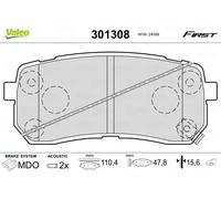 VALEO - Brake pads First - 301308 - Set of 4 pads - Rear axle - Fully equipped with mounted accessories