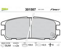 VALEO - Brake pads First - 301507 - Set of 4 pads - Rear axle - Fully equipped with mounted accessories