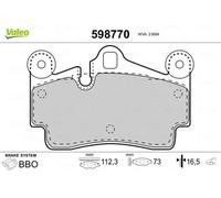 Brake pads Rear Axle 598770 VALEO for AUDI PORSCHE VW