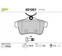 Brake pads Rear Axle 601061 VALEO for CITROËN PEUGEOT DS