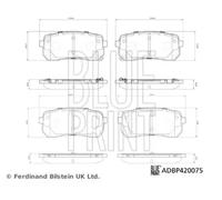 Blueprint Brake Pad Set Rear 110mm Length With Anti-Squeak Plate For Kia Sorento