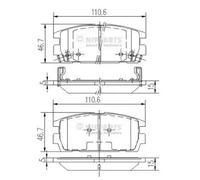 Brake pads Rear Axle J3610511 NIPPARTS for HYUNDAI TERRACAN