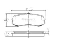 Brake pads Rear Axle J3612010 NIPPARTS for TOYOTA MITSUBISHI