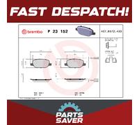 Brake Pads Set fits ALFA ROMEO GIULIETTA 940 1.6D Rear 10 to 16 940A3.000 Brembo