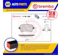 Brake Pads Set fits AUDI A4 B8 2.0D Rear 07 to 15 Brembo 8K0698451A 8K0698451B