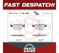 Brake Pads Set fits BMW 320 2.0 Front 07 to 13 Brembo 34112288856 34112288857