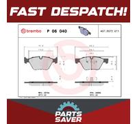 Brake Pads Set fits BMW 323 E90 2.5 Front 07 to 11 Brembo 34112288856 Quality