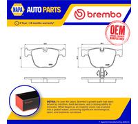 Brake Pads Set fits BMW 740 F01 3.0 Rear 08 to 15 Brembo 34212449286 34216775342