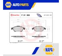 Brake Pads Set fits CITROEN BERLINGO MULTISPACE B9 1.2 Front 2016 on HNZ(EB2DT)