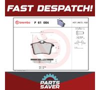 Brake Pads Set fits CITROEN BERLINGO MULTISPACE B9 1.2 Rear 2016 on HNZ(EB2DT)