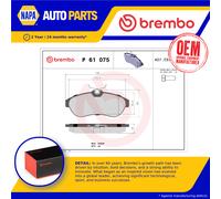 Brake Pads Set fits CITROEN C3 Pluriel 1.4 Front 2003 on Brembo 1611334680 New