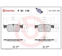 Brake Pads Set fits CITROEN C4 SPACETOURER 1.5D Front 2018 on YHZ(DV5RC) Brembo