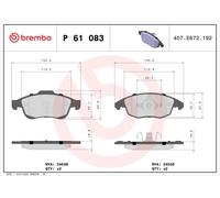 Brake Pads Set fits CITROEN DS4 VTi 1.6 Front 11 to 15 5FS(EP6C) Brembo Quality
