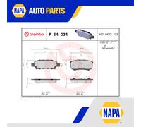 Brake Pads Set fits DODGE AVENGER 2.0D Rear 07 to 11 With ABS ECD Brembo Quality