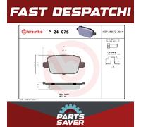 Brake Pads Set fits FORD S-MAX TDCi 1.6D Rear 11 to 14 Brembo 1438867 1445214