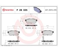 Brake Pads Set fits HONDA CITY Mk4 GD6 1.3 Rear 03 to 08 L13A1 Brembo Quality