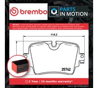 Brake Pads Set fits JAGUAR F TYPE X152 3.0 Rear 2012 on Brembo C2D49907 C2D60941