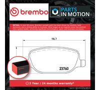 Brake Pads Set fits LANCIA THESIS 841 2.4D Rear 03 to 09 Brembo 71772223 Quality