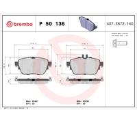 Brake Pads Set fits MERCEDES E200D S213, W213 2.0D Rear 2016 on OM654.920 Brembo