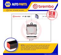 Brake Pads Set fits MERCEDES E250 S124, W210 2.5D Rear 96 to 99 Brembo Quality