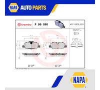 Brake Pads Set fits MINI ONE F55, F56 1.5D Rear 2014 on B37C15A Brembo Quality