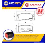 Brake Pads Set fits MITSUBISHI PAJERO/SHOGUN Mk2, Mk3, Mk4 Rear 1999 on Brembo