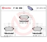 Brake Pads Set fits NISSAN QASHQAI J11 1.2 Rear 2013 on HRA2DDT Brembo Quality