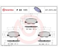 Brake Pads Set fits PEUGEOT 4008 1.8D Rear 2012 on 6HZ(4N13) Brembo 1609899680