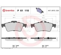 Brake Pads Set fits PEUGEOT 508 Mk1 1.6D Rear 10 to 18 Brembo 1619790380 425439