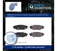Brake Pads Set fits TOYOTA GT86 ZN6 2.0 Rear 2012 on FA20 Blue Print SU00304096