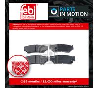 Brake Pads Set fits SUZUKI GRAND VITARA Mk1 2.0D Front 01 to 05 RHW Febi Quality