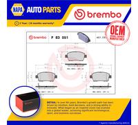 Brake pads P 83 051 BREMBO for TOYOTA COROLLA YARIS/VITZ YARIS VERSO / FUN CARGO