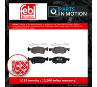 Brake Pads Set fits VAUXHALL CORSA E 1.4 Front 2014 on 095517028 1605280 Febi
